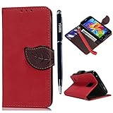 YOKIRIN S5 Mini Case (Nicht für S5) PU Leder Flip Cover Hülle Kunstleder Folio Schutzhülle Wallet Tasche Etui für Samsung Galaxy S5 Mini Standfunktion Kredit Kartenfächer Blatt Magnet Design R