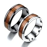 Blisfille Ehering Titan Trauringe Weißgold Damen Herren Schwarz Silber Titanring Holz Vintag Gewölbt Schlicht Hoch Poliert Glänzend Ringgröße 57 (18.1) Party Passendes Set Fü