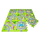 Leo & Emma Hochwertige Puzzlematte Spielstraße Kinder-Spielteppich Spielmatte mit Straßenzug Als Krabbelmatte zum Toben, mit tollem Straßenmuster, Spieldecke - TÜV g