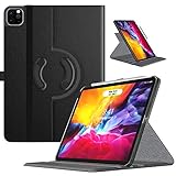 TiMOVO Schutzhülle Kompatibel mit New iPad Pro 11 Inch 2020 (2nd Generation), PU Lederhülle 90° Drehbar Multi-Winkel Hülle Auto Schlaf/Wach Ständer Kompatibel mit iPad Pro 11' 2020 - Schw