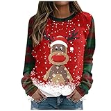 Kobilee Weihnachtspullover Damen Weihnachtspulli Rudolph Rentier Elfe Christmas Sweater Oversize Pullover Teenager Mädchen Weihnachtsshirt Weihnachten Pullover Sweatshirt Xmas Langarmshirt Ob