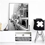 HSFFBHFBH Lustige Alpaka Taxi Tier Leinwand Malerei Lama in einem New York City Poster und Drucke Wandkunst Bild für Wohnzimmer 30x45cm (11,8x17.7 Zoll) Kein R