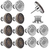 Pinsheng 12 Stück Jeansknöpfe, 17 mm Hosen Ersatz Knöpfe, No Sew Instant-Knöpfe, Alloy Abnehmbare Einstellbarer Ersatz Jean-Knopf (Bronze, Splitter)