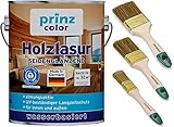 prinzcolor Premium Holzlasur Holzschutzlasur Holzschutz Lasurpinsel Teak 2,5