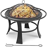 Feuerschale Garten, Eisen Feuerstelle Feuerkorb Outdoor Fire Pit Feuerschale mit Funkenschutz & Schürhaken,Feuerschale für den Garten und Terrasse Genießt einen wunderschönen Ab