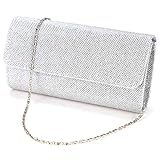 Anladia Elegant Damentasche Clutch Party Handtasche Abendtasche Brauttasche silb