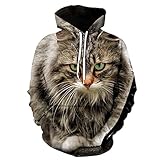 XDJSD Herren Pullover Herren Hoodie Plus Size Sweatshirt Mode Paar Druck Kapuzenpullover Herren Plus Size Shirt Süße Katze Druck