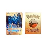 Pokémon-Karte, VMax, GX, offizielle Karte, goldfarben, zum Sammeln, Pokémon-Spezialkarte, vergoldet, Metall, Golden Poké