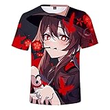 BBCS Hot Game Genshin Impact Hu Tao Fashion T-Shirt Für Jungen/Mädchen Print 3D T-Shirt Sommer Kurzarm T-Shirts Männliche Kinder T-S