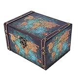 Vintage Holz Aufbewahrungsbox Fall Retro Schmuck Schmuck Organizer Display Box Desktop Ornamente für Mutter Muttertag (2208A-06-Green Map)