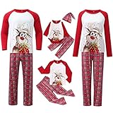 Sunnyuk Weihnachts Pyjama Schlafanzug, Familie Christmas Pyjama Damen/Herren/Junge/Mädchen/Baby Langarm, Baumwolle Weihnachten Geschenke für Frauen, Männer, Pärchen, Eltern, Paare,