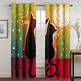 YUNSW Kätzchen Rückansicht Schildkrötenmuster Vorhänge Für Kinderzimmer Wohnzimmer Schlafzimmer Küche Verdunkelungsvorhänge ， 2-Teiliges S