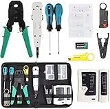 12 in 1 Netzwerk Werkzeug Set  für RJ45, RJ11, RJ12, Professionell Netzwerk Reparaturwerkzeuge mit  crimpzange, lsa auflegewerkzeug kab