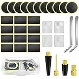 Olerqzer Fahrradreifen Patch Kit, Selbstklebendes Fahrradreifen Patch Reparatur Set, Ventiladapter Reifenpatch 24pcs Runder Quadratischer Reifenpatch für Straßen-, Mountain-oder Pendler-F