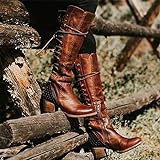 XDXDO Renaissance-Schuhe für Frauen Cosplay, PU-Leder-Lace-Up-mittelalterliche Retro Steampunk-Schuhe Western Cowboy-Stiefel,Braun,37