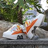 GKZJ Roller Skates,Sneakers,Verstellbare Quad-Rollschuh Stiefel Skateboardschuhe,2 in 1 Mehrzweckschuhe Schuhe mit Rollen Skateboardschuhe,orange-41