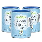 MADENA BasenCitrate Pur nach Apotheker Rudolf Keil Basenpulver 216g Dose, Das Original mit 100% organischen Basen VEGAN, Viel Magnesium als Citrat, Zink, Kalium, Calcium Diät - Basenfasten 3er Pck