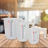 dealfin 3-Teiliges Messbecher Set mit Liter-Anzeige und Gramm-Anzeige für Mehl & Zucker aus Kunststoff mit abgerundetem G