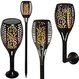 VOLTRONIC® Solar Gartenfackel mit je 51 LEDs,Wandhalterungen und Erdspießen, IP44 wasserdicht, 2er oder 4er S