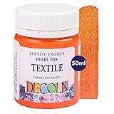 Nevskaya Palitra Textilfarbe Orange Glitzer | 50 ml im Näpfchen | Stoffmalfarben waschfest | Qualität von D