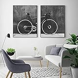 Gymqian Vintage Mountainbike Leinwand Malerei Wandkunst Bilder Nordic Poster und Drucke Für Wohnzimmer Wohnkultur Wandbild 45x60cmx2 R