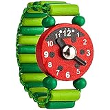 alles-meine.de GmbH 1 Stück _ Armbanduhr / Kinderuhr - süßer Marienkäfer - aus Holz - bewegliche Zeiger ! - Armband mit Lernuhr - Uhr für Kinder - Mädchen & Jungen - Holzarmb