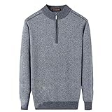 Herren Strickpullover aus 100 % reinem Kaschmir, halbhoher Reißverschluss, Kragen, Wolle, Übergrößen XS-5XL, B XS