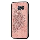 Hülle für Samsung Galaxy S7 Edge Handyhülle Mandala Schutzhülle Geprägte Blume Datura Muster Schmetterling Stoffmuster Stoßfest Silikonhülle 360 Grad Schutz Case für Galaxy S7 Edge Cover (Rosa)