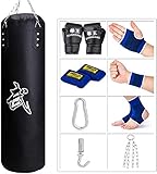 Sfeexun Boxsack Set Erwachsene, Heavy Duty Sandsack Boxen Hängend Box Sack Punching Bag mit Handschuhen, Kette, Deckenhaken(Nicht gefüllt)