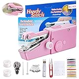 41 PCS Mini Hand Nähmaschine, Kardition Tragbare Handnähmaschine Testsieger für Anfänger, Kinder [Manuelle Handheld Handnähmaschine] Kleine elektrische Nähmaschinen für Textile Kleidung Vorhang R