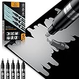 Tedsrewa Liquid Chrome Marker 5er Set (Spezialtinte mit Spiegeleffekt, Strichstärke 1mm *2, 1-3mm*2 und 2-3mm *1, ) Geeignet für Modelle, Glas, Kunstwerke, Stein, Holz usw，W