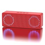 YOBAIH Bluetooth Speaker Bluetooth-Stereo-Lautsprecher Bunte Atmen-Lichter Dual-Lautsprecher Schwerer Subwoofer Home Portable Auto Bluetooth Spea (Color : Red)