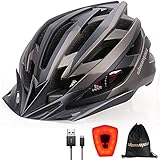 Shinmax Fahrradhelm Herren Damen Fahrradhelm mit USB Licht,21 Lüftungslöcher Fahrradhelm mit Visier,Leichter Einstellbar für Unisex Erwachsene Rennradhelm CE Zertifikat Fahrradhelm Herren MTB 57-62CM