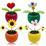 Chingde Wackelfigur Blume, 4 Stück Solar Tanzende Blume Solarblume Wackelfigur Wackelblume Solar Solarbetriebene Wackelblume für Auto Haus Oder Bü
