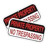 Goodvia Schild mit Aufschrift 'Private Property No Trespassing', Aluminium, 15,2 x 30,5 cm, 2 für Privatgrundstücke, reflektierend, vorgebohrten Löchern, rostfrei, wetterfest, Innen- und Außenb