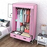 WQF Leinwand Kleiderschrank Schublade Einzelzimmer Wohnzimmer Schlafsaal Kleidung Bettwäsche Unterwäsche Lagerschrank Tragbar Staubdicht-Pink_82 * 45 * 168C