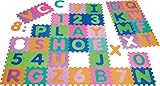 Playshoes 308738 – Puzzlematte für Babys und Kinder, Buchstaben und Zahlen, Spielmatte Spielteppich Schaumstoffmatte, 36-teilig, mehrfarbig