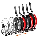 Erweiterbarer Topflappen-Organizer – Topf- und Pfannen-Organizer für Schrank, Topfdeckel-Organizer mit 10 Fächern für Küchenschrank, Kochgeschirr, Backen, Frittier-Organizer, Rack (Bronze, 10)