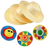 Teemico DIY Strohhut Kinder Handarbeit Mütze Strand Sonne Hut Kunst Malerei Hut 6 Pack gelb