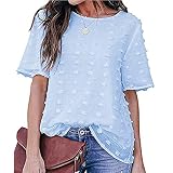 WAEKQIANG Sommer-Frauen-Neues Top-Frauen-Besticktes Rundhals-TüLl-Kurzarm-Chiffon-H