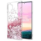 KOUYI Kompatibel mit Galaxy Note 10 Plus Hülle Glitzer,Fließen Flüssig Glitzer Mode 3D Bling Cute Dynamisch Clear Transparent Silikon Weich Flexible TPU Bumper Cover Beschützer (Roségold)