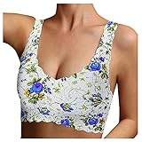 Sonojie Damen BH Set Sport BH Ohne Eisseide Yoga Sports Bra mit Blumen Muster Bustier Starker Halt Große Brüste Sport BH Gepolstert Yoga Bra Top Rücken Fitness Jogging
