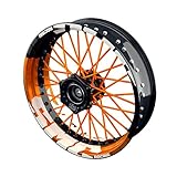 OneWheel Felgenaufkleber Motorrad passend für KTM SMC Racing passt auf alle 17 Zoll Supermoto Felgen - Vorder- und Hinterrad beidseitig inkl. Farbiger Spokes - V7 - Felgenrandaufkleber (orange)