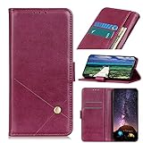 JARNING hülle kompatibel mit LG K53,Retro Buch Brieftasche stoßfest Case Cover Lederhülle mit Kartenfächer Ständer Magnetverschluss (Red)