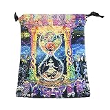 PERFECTHA Tarot Karten Aufbewahrungstasche, Samt doppelseitig bedruckter Würfel Zugbeutel für Tarot Karten Enthusiasten, Psychologen, Magier R