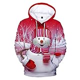 Cerlemi Herren Weihnachtlichen Kapuzenpullover Weihnachtspullover Pullover Hoodies Top Sweater Weihnachtspulli Sweatjacke Langarm Sweatshirt Mit Taschen 3D Druck Unisex Kapuzensweater Jack