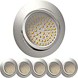 LED Einbaustrahler Flach 230V LED Spots Schwenkbar Deckenspot Warmweiß 3000K 3.8W 450lm Edelstahldesign Eingebettete Rundstahlpunkte für Wohnzimmer,Schlafzimmer,Küche,Bürobad - 6 set (Schwenkbar)