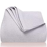 LAYNENBURG Premium Tagesdecke 180 x 220 cm - Waffelpique 100% Baumwolle - leichte Sommerdecke - Baumwolldecke als Bett-Überwurf, Sofa-Überwurf, Couch-Überwurf - luftige Sofa-Decke (grau)
