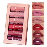 Zhiaek 6 Farben Lippenstift Set Matt Langanhaltender Lippenstift Wasserdichte Langlebige Lipgloss Antihaft-Tasse Matt Lipstick Set Geburtstags Weihnachts Valentinstagsgeschenke für Mädchen F