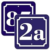 Hausnummer Schild 2mm Aluverbund, blau 10x10 cm, für Zaun, Gartentor, Tü
